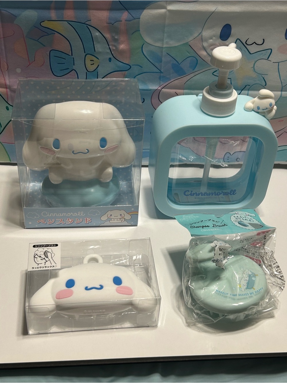 Sanrio Cinnamoroll Pastel Blue Bath Dispenser & Accessories Set